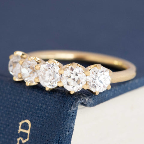 1.27ctw Old European Cut Diamond 5-Stone Half-Hoop Band