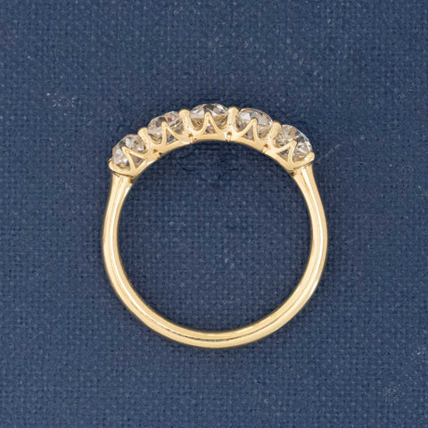 1.27ctw Old European Cut Diamond 5-Stone Half-Hoop Band