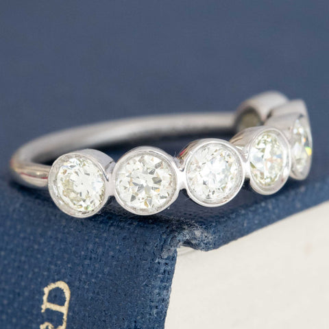 1.28ctw Old European Cut Diamond Bezel Half-Hoop Band