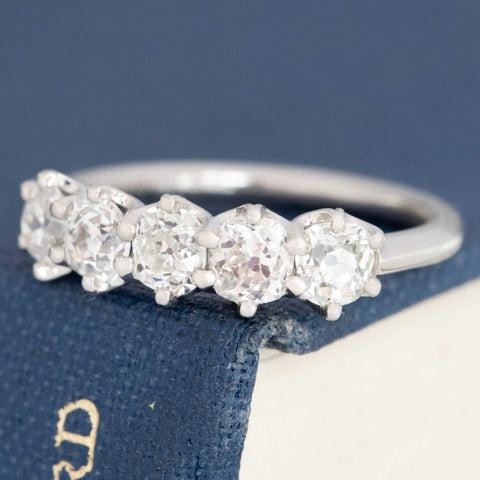 1.28ctw Old Mine Cut Diamond 5-Stone Band