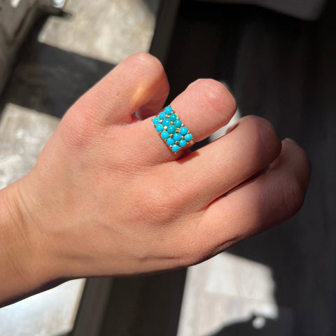 1.30ctw Vintage Turqouise Triple Row Ring