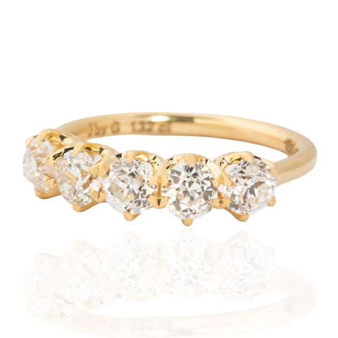 1.32ctw Old European Cut Diamond 5-Stone Band