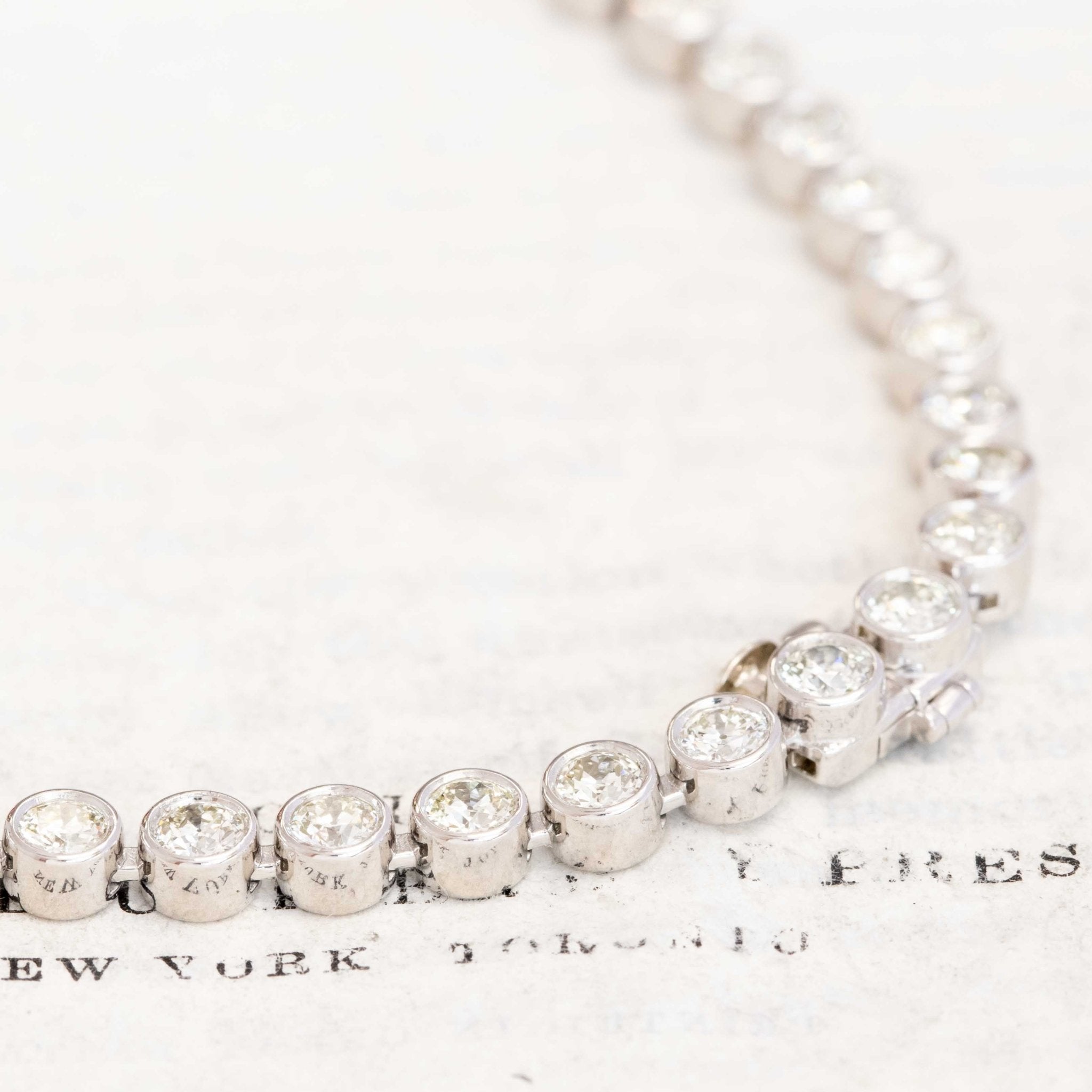 Antique sparkle: Old European cut diamond bezel tennis necklace