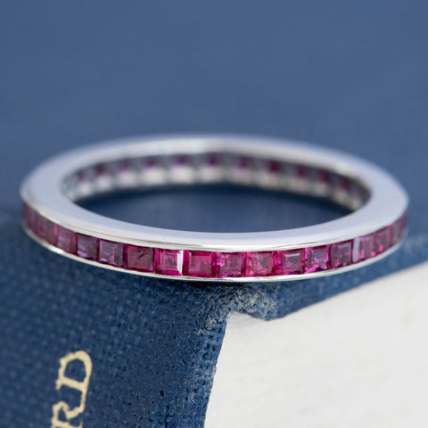 1.33ctw Vintage Ruby Step Cut Eternity Band