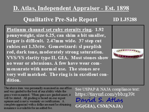 1.33ctw Vintage Ruby Step Cut Eternity Band