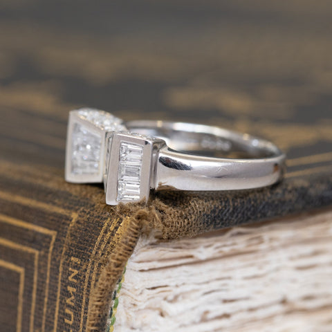 1.35ctw Art Deco baguette and step cut diamond bow motif ring in platinum – alternate view 4