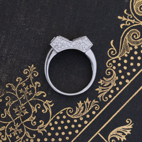 1.35ctw Art Deco baguette and step cut diamond bow motif ring in platinum – alternate view 6