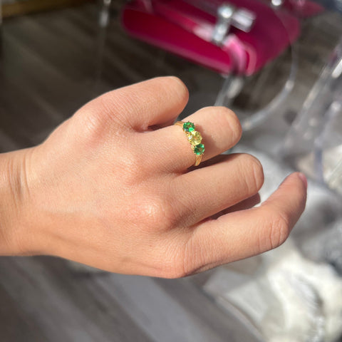 1.35ctw Vintage Sapphire & Tsavorite Trilogy Ring