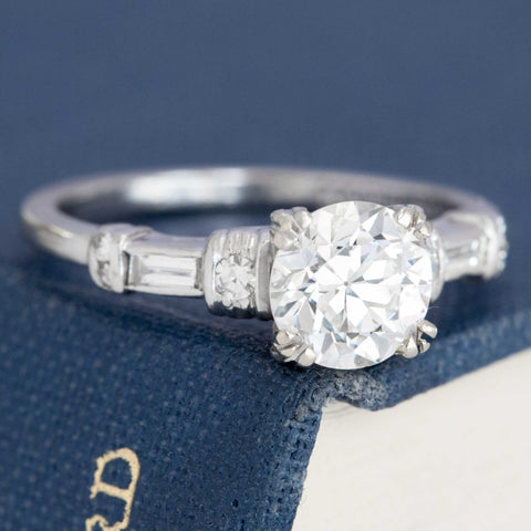 1.35ctw Vintage Transitional Cut Diamond Ring, GIA F VS1