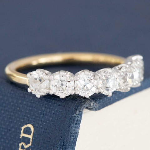 1.37ctw Old Mine Cut Diamond 7-Stone Band