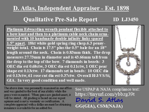1.42ctw Edwardian diamond wreath pendant necklace in platinum – alternate view 4