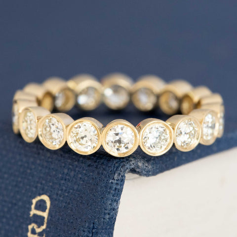 1.42ctw Old European Cut Diamond Bezel Eternity Band