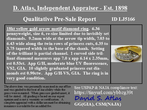 1.43ctw Vintage Arrow Motif Diamond Ring