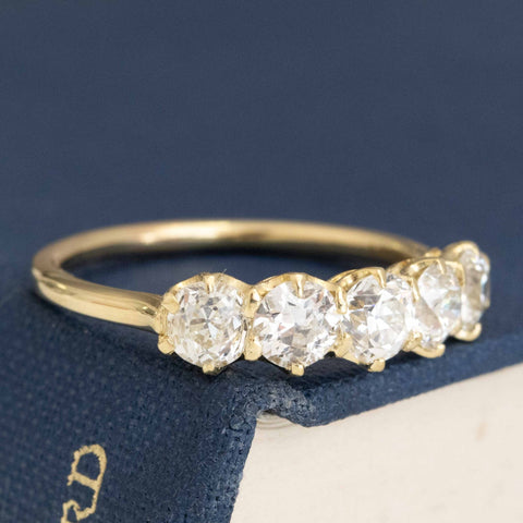 1.44ctw upcycled old European cut diamond five-stone half hoop band in 18kt yellow gold – alternate view 3