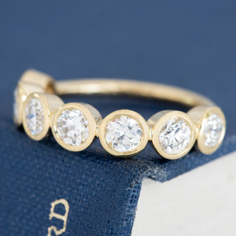 1.44ctw Old European Cut Diamond 7-Stone Bezel Band