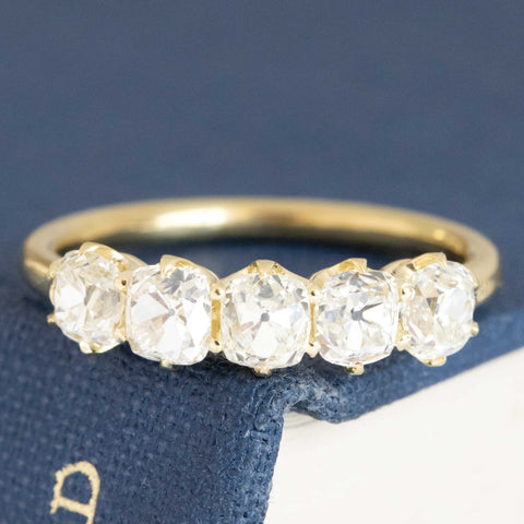 1.44ctw Old Mine Cut Diamond 5-Stone Band