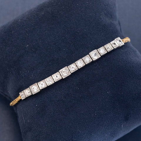 1.47ctw Antique Old European Cut Diamond Block Chain Bracelet