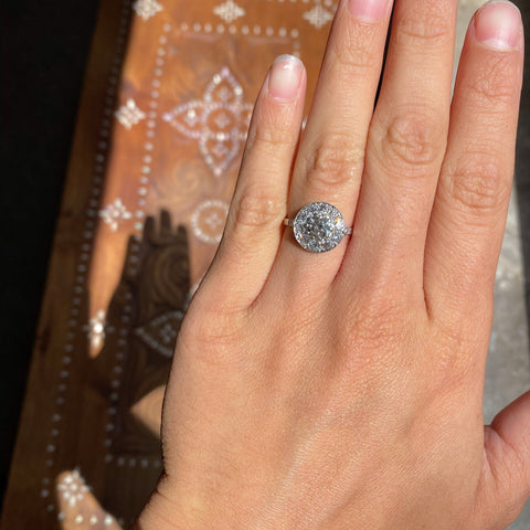 1.47ctw Old European Cut Cluster Ring