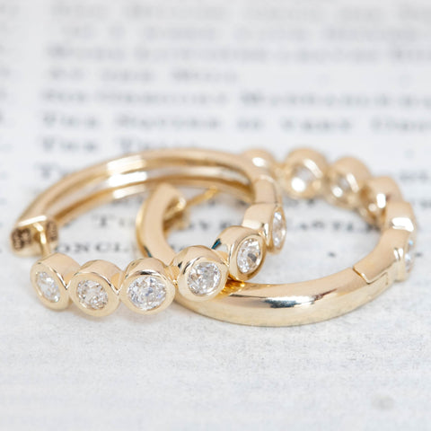 1.47ctw Old European Cut Diamond Bezel Hoop Earrings