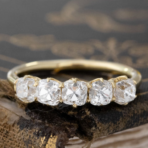 1.47ctw Old Mine Cut Diamond 5-Stone Band