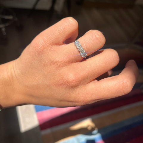 1.48ctw Old Mine Cut Diamond Half-Hoop 5-Stone Band