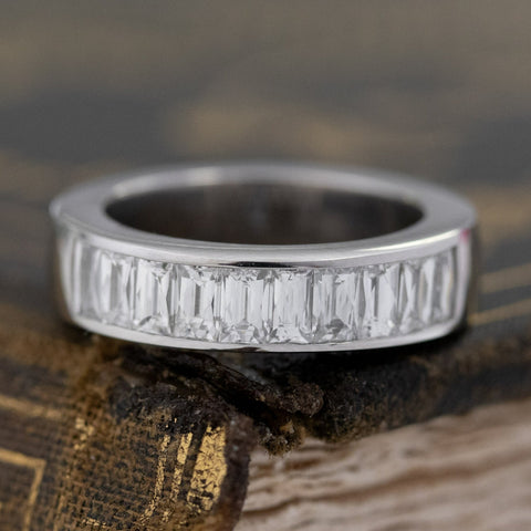 1.49ctw French Baguette Cut Diamond Half-Eternity Band