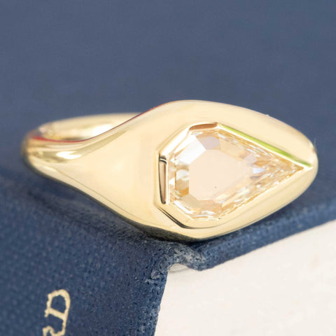 1.50ct Pear Portrait Step Cut Diamond Double Bezel Ring