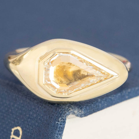 1.50ct Pear Portrait Step Cut Diamond Double Bezel Ring