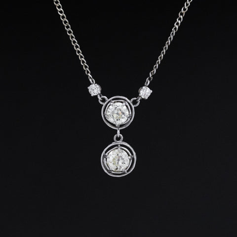 1.50ctw Old Mine Cut Diamond Drop Pendant