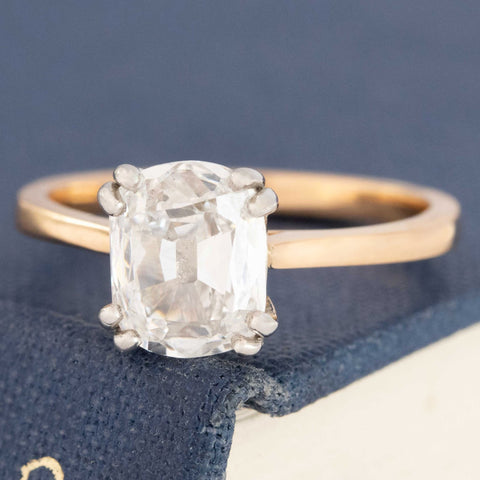 1.51ct GIA E SI1 elongated old mine cut diamond solitaire, platinum and 18K rose gold – alternate view 4