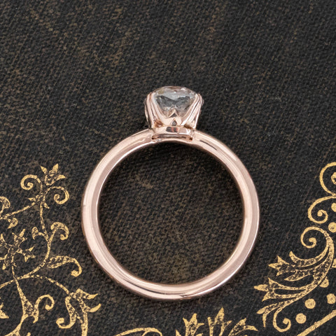 1.51ct GIA J VS2 old mine cut diamond solitaire with double claw prongs, 14K rose gold – alternate view 5