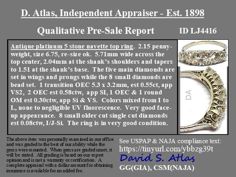 1.51ctw Antique Old European Cut Diamond Graduated 5-Stone Band