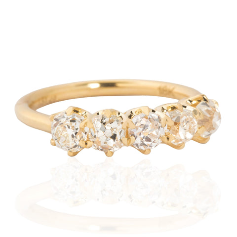 1.51ctw Old Mine Cut Diamond 5-Stone Band