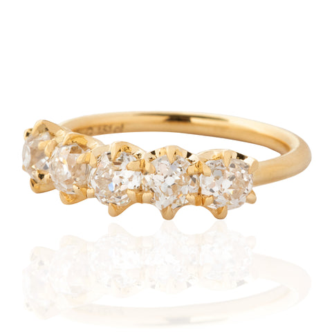 1.51ctw Old Mine Cut Diamond 5-Stone Band