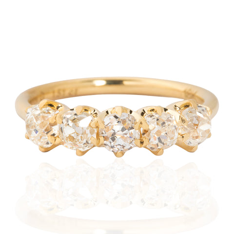 1.51ctw Old Mine Cut Diamond 5-Stone Band