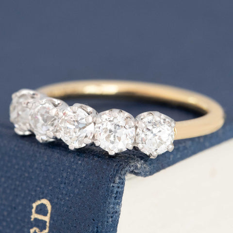 1.53ctw Old European Cut Diamond 5-Stone Half-Hoop Band
