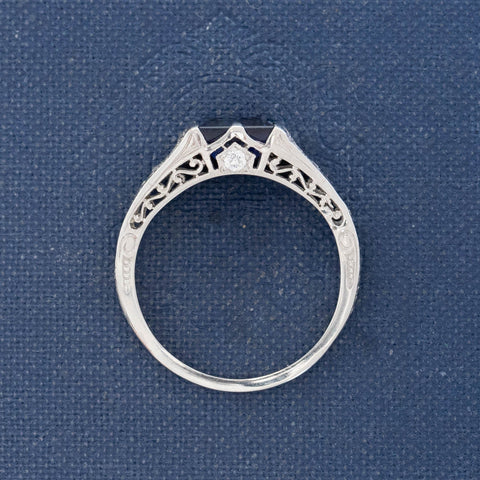 Art Deco Tiffany & Co. 1.55ct GIA no-heat sapphire and diamond filigree ring, platinum – alternate view 7