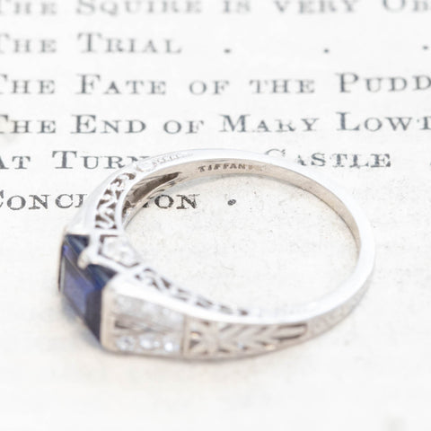 Detailed gallery of antique Tiffany platinum filigree ring