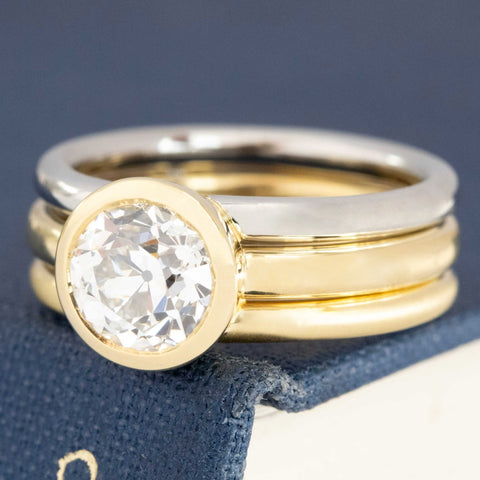 1.55ct Old European Cut Diamond Triple Row Solitaire