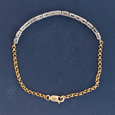 1.55ctw Antique Old European Cut Diamond Block Chain Bracelet