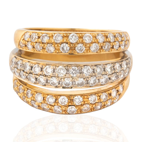 1.55ctw Vintage Triple Row Diamond Ring