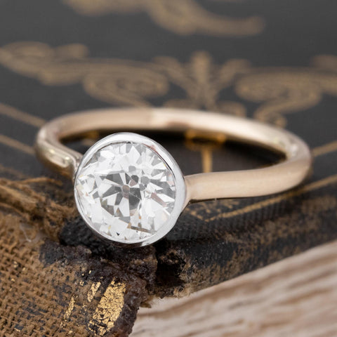 1.56ct (est) old European cut diamond in an original Edwardian platinum bezel converted to a ring, 18K yellow gold shank – alternate view 4