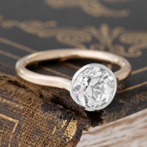 1.56ct (est) old European cut diamond in an original Edwardian platinum bezel converted to a ring, 18K yellow gold shank – alternate view 3