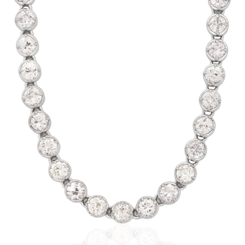 15.71ctw Old European Cut Diamond Compass Bezel Tennis Necklace