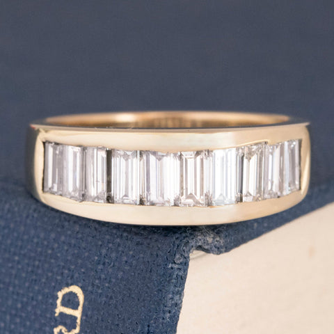 1.57ctw Vintage Graduated Baguette Cut Diamond Band