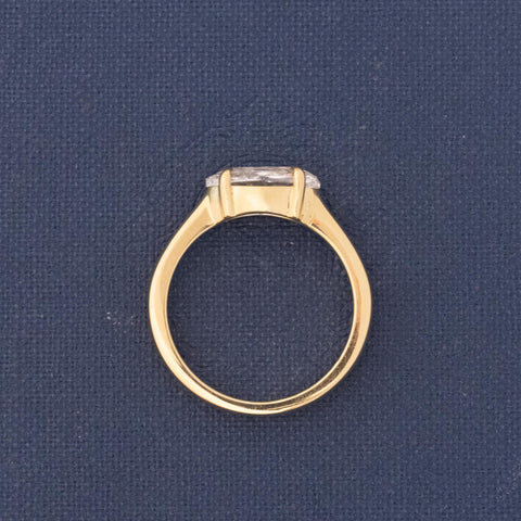 1.58ct Vintage Moval Cut Diamond Solitaire Ring GIA