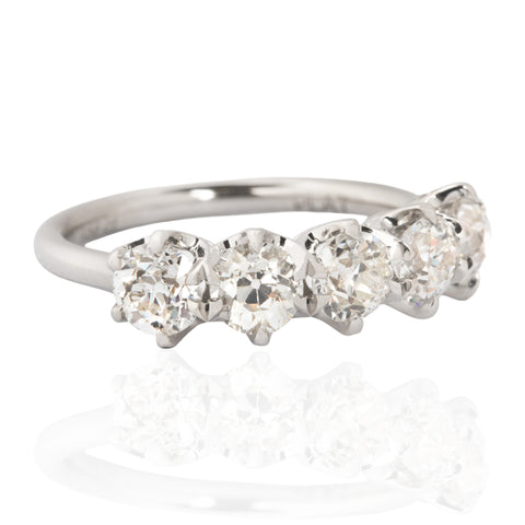 1.58ctw Old European Cut Diamond 5-Stone Band