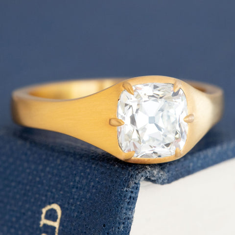 1.60ct Cushion Cut Diamond Collet Solitaire, GIA
