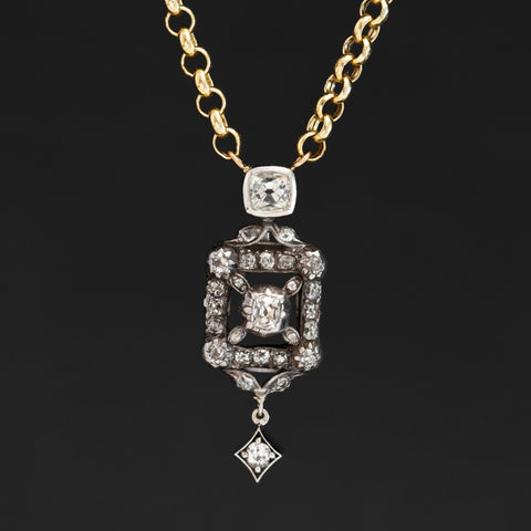 1.60ctw Antique Old Mine Cut Diamond Necklace
