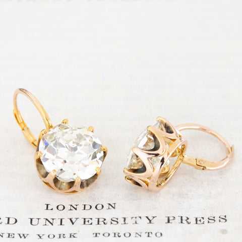 16.11ctw Old European Cut Diamond Dormeuse Earrings